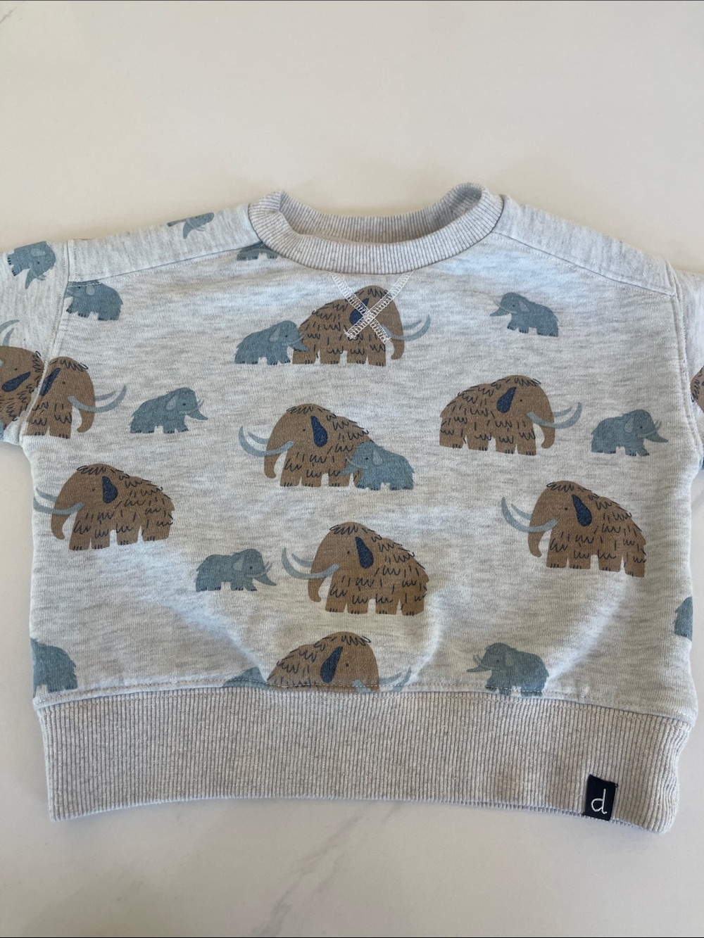 deux par deux Light Gray Sweatshirt with Brown and Blue Mammoths